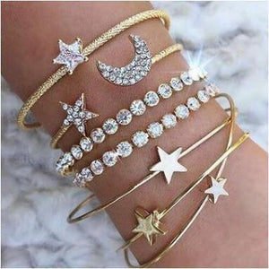 TOUCHEART 4PCS/SET Star&Heart&Moon Bracelets&Bangles For Women Cuff Bracelet Trending Jewelry Love Open Bracelet Femme SBR190464