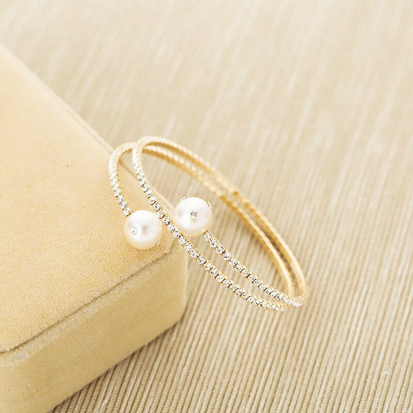 TOUCHEART Handmade Cubic Zirconia Bracelets&Bangles Charm For Women Pearl Bracelet Stainless Steel Friendship Bracelet SBR190486