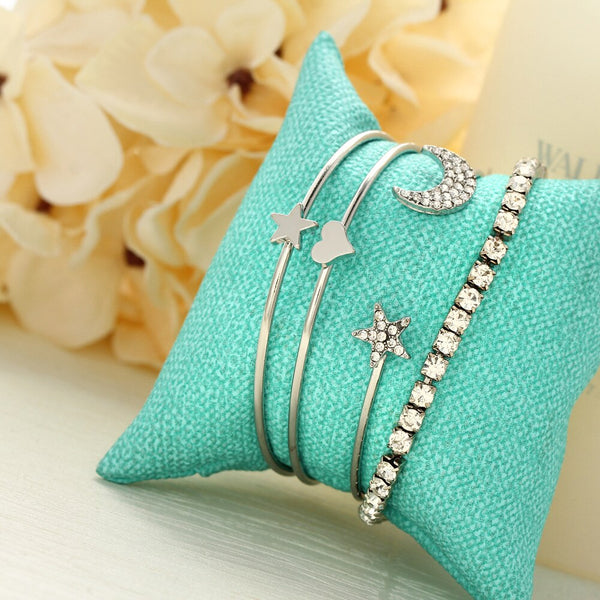 TOUCHEART 4PCS/SET Star&Heart&Moon Bracelets&Bangles For Women Cuff Bracelet Trending Jewelry Love Open Bracelet Femme SBR190464