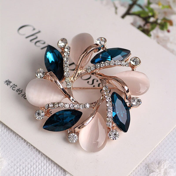 High-Grade Flower Brooch Korean Style Bauhinia Flower Corsage Crystal Rhinestone Brooch Pin Jewelry  @M23