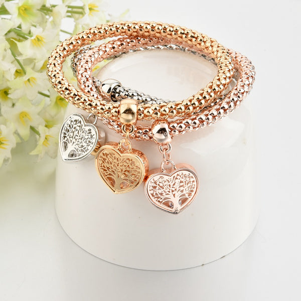 TOUCHEART NEW Dainty Jewelry Life Tree Heart Bracelet & Bangles Popcorn Chain Set Friendship Distance Bracelets Gift SBR170118