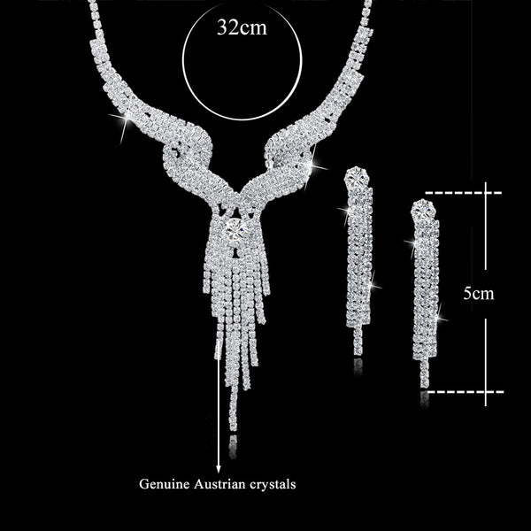TOUCHEART Wedding Jewellery Set Crystal Bridal Jewelry Sets For Women Long Tassel Statement Necklace/Earrings Set SET150011