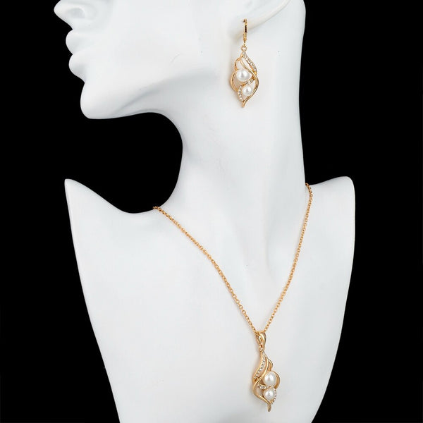 TOUCHEART Simulated Pearl Indian Wedding Jewelry Sets for Women Bridal Crystal Gold color Earrings Statement Necklaces SET140024