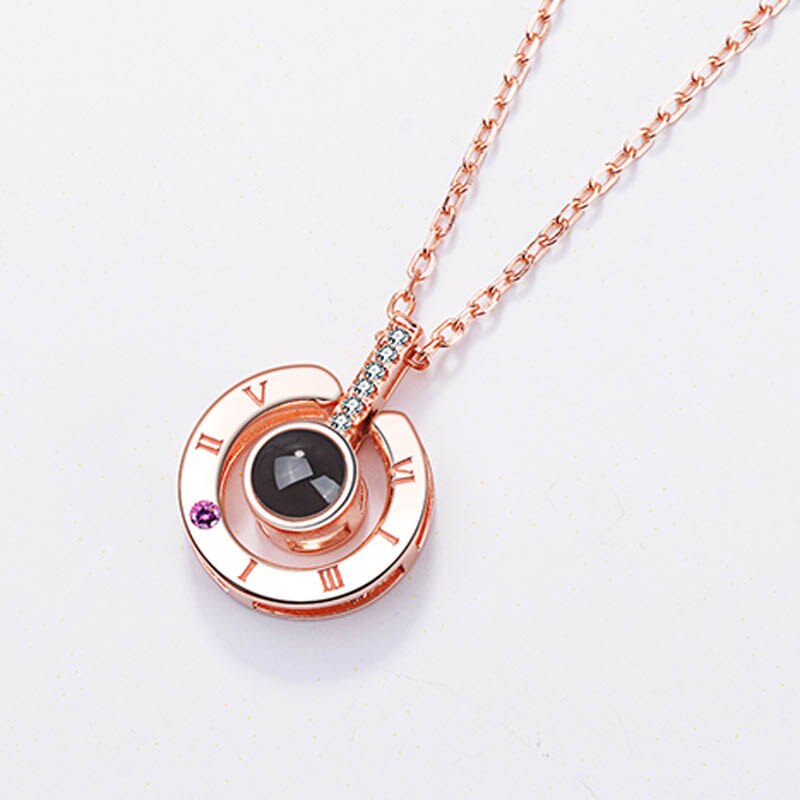 Necklace Chain 100 Languages I Love You Projection Pendant Romantic Wedding Gift Jewelry @M23
