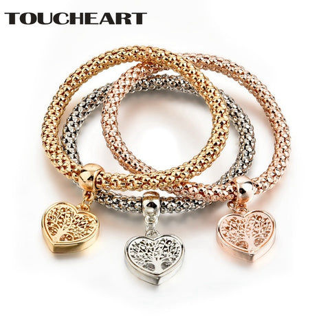 TOUCHEART NEW Dainty Jewelry Life Tree Heart Bracelet & Bangles Popcorn Chain Set Friendship Distance Bracelets Gift SBR170118