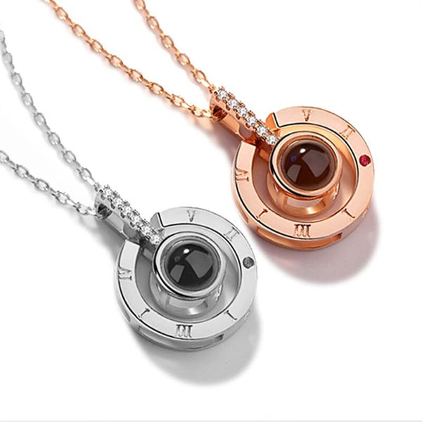 Necklace Chain 100 Languages I Love You Projection Pendant Romantic Wedding Gift Jewelry @M23