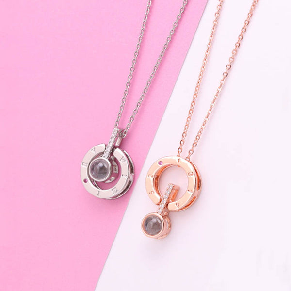 Necklace Chain 100 Languages I Love You Projection Pendant Romantic Wedding Gift Jewelry @M23