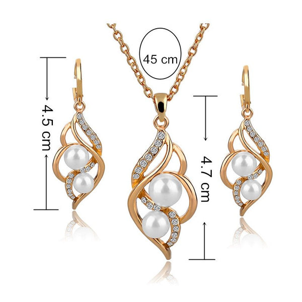 TOUCHEART Simulated Pearl Indian Wedding Jewelry Sets for Women Bridal Crystal Gold color Earrings Statement Necklaces SET140024