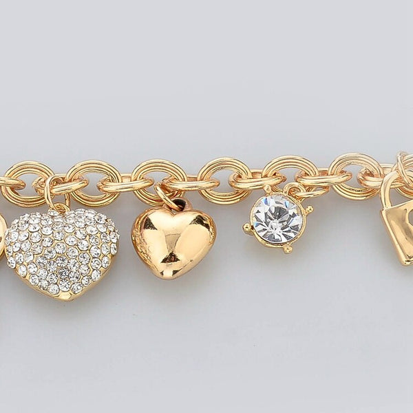 TOUCHEART Stainless Steel Heart & Key Charms Bracelets & Bangles For Women Jewelry Making Gold  Wedding Bracelet Femme SBR140221