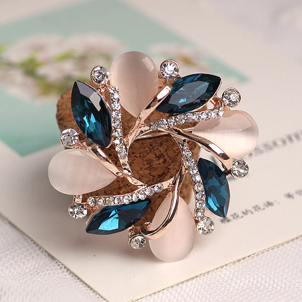 High-Grade Flower Brooch Korean Style Bauhinia Flower Corsage Crystal Rhinestone Brooch Pin Jewelry  @M23