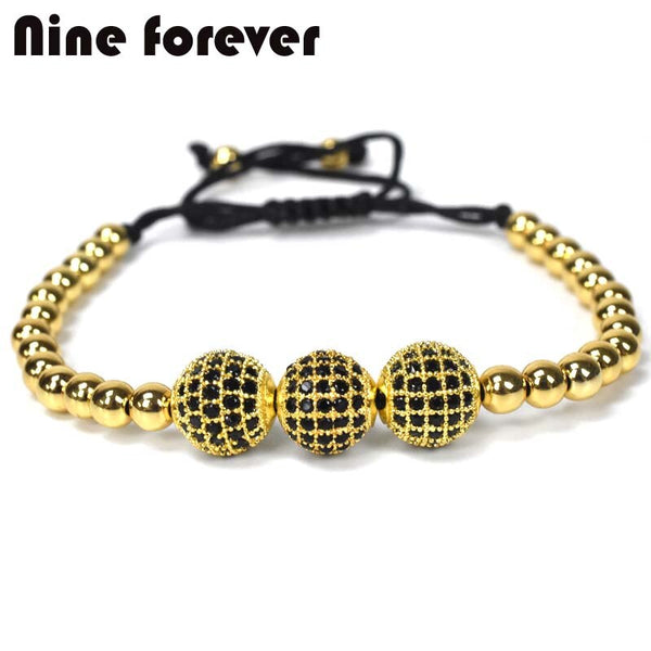 Nine forever  jewelry crown charms men couple Bracelet Macrame beads Bracelets for women pulseira masculina pulseira feminina