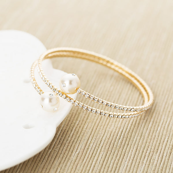TOUCHEART Handmade Cubic Zirconia Bracelets&Bangles Charm For Women Pearl Bracelet Stainless Steel Friendship Bracelet SBR190486