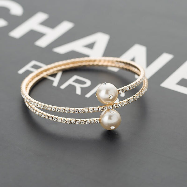 TOUCHEART Handmade Cubic Zirconia Bracelets&Bangles Charm For Women Pearl Bracelet Stainless Steel Friendship Bracelet SBR190486
